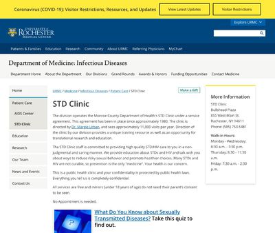 STD Testing at Strong Memorial Hospital