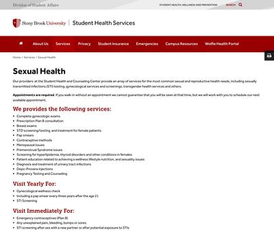 STD Testing at Student Health and Counseling Center
