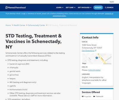 STD Testing at Planned Parenthood of Schenectady