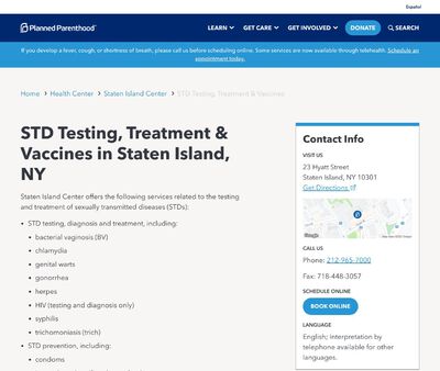 STD Testing at Planned Parenthood Staten Island