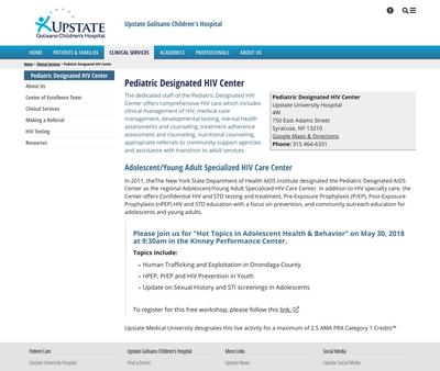 STD Testing at Upstate Golisano Children's Hospital