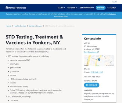 STD Testing at Planned Parenthood Hudson Peconic Incorporated (Yonkers Center)