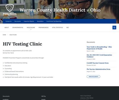 STD Testing at Warren County Combined Health District