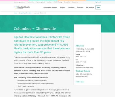 STD Testing at Equitas Health Columbus-Clintonville