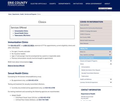 STD Testing at Erie County Department of Health