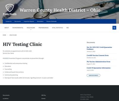 STD Testing at Warren County Combined Health District