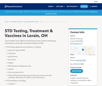 STD Testing at Planned Parenthood - Lorain Health Center