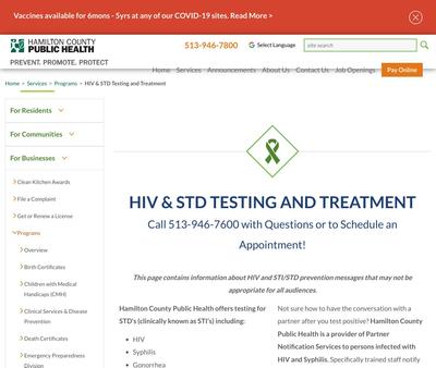 STD Testing at Hamilton County Public Health