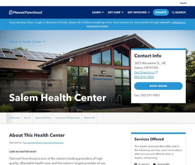 STD Testing at Planned Parenthood Salem Health Centre