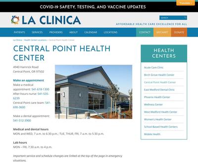 STD Testing at La Clinica Central Point Health Center