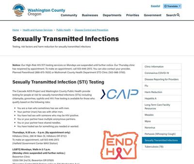 STD Testing at Washington County Health & Human Services Beaverton Clinic