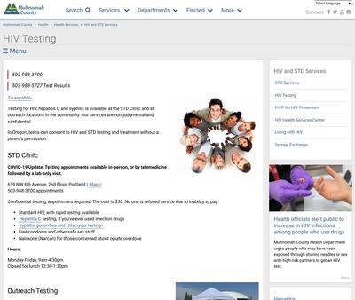 STD Testing at Multnomah County Health Department