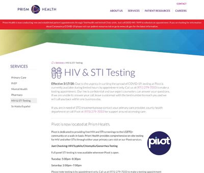 STD Testing at Prism Health
