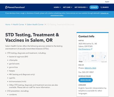 STD Testing at Planned Parenthood - Salem Health Center