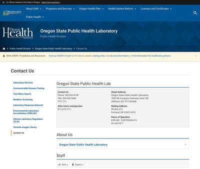 STD Testing at Oregon State Public Health Laboratory