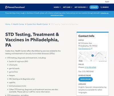 STD Testing at Planned Parenthood Philadelphia