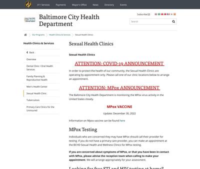 STD Testing at Baltimore City Health Department- Druid Sexual Health Clinic