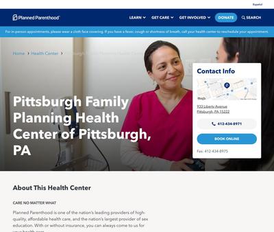 STD Testing at Pittsburgh Family Planning Health Center of Pittsburgh, PA