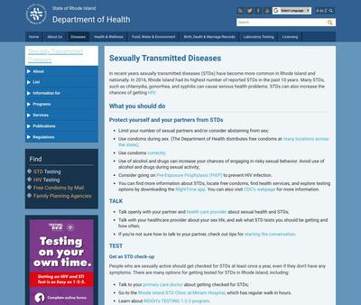 STD Testing at Rhode Island Department of Health