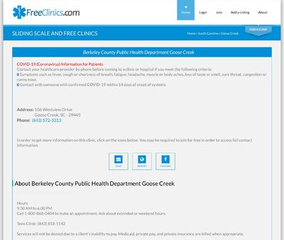 STD Testing at Berkeley County Public Health Department Goose Creek