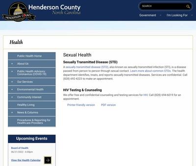 STD Testing at Henderson County Health Department