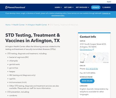 STD Testing at Planned Parenthood Arlington