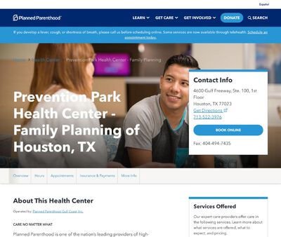STD Testing at Prevention Park Health Center - Family Planning of Houston, TX