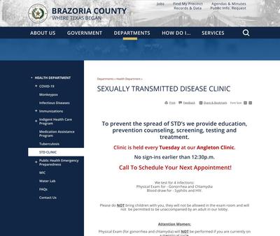 STD Testing at Brazoria County Health Department