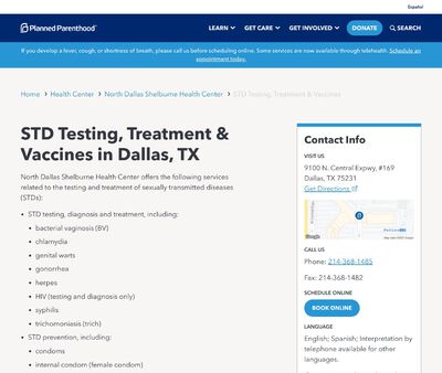 STD Testing at Planned Parenthood of Dallas