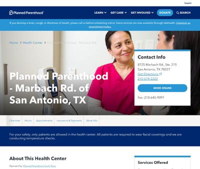 STD Testing at Planned Parenthood South Texas Marbach Rd Health Center