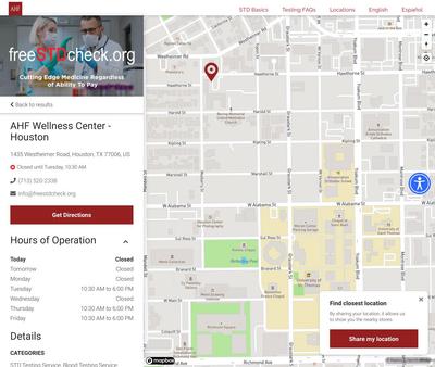 STD Testing at AHF Wellness Center - Houston