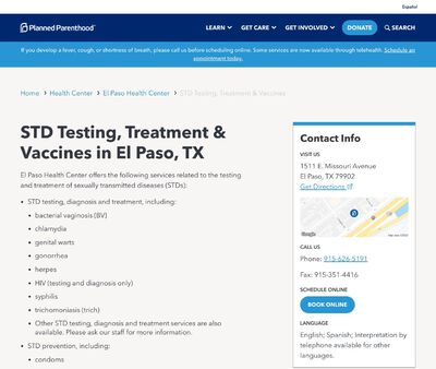 STD Testing at Planned Parenthood El Paso