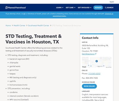 STD Testing at Planned Parenthood Houston