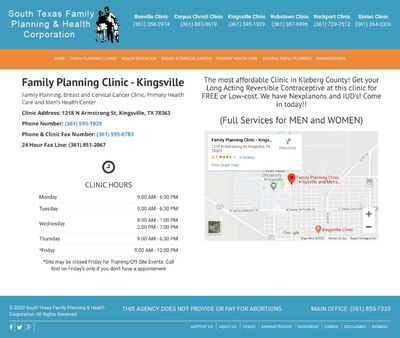 STD Testing at Family Planning Clinic - Kingsville and Men's Health Center (STFPHC)