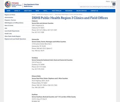 STD Testing at Texas Department of State Health Services — Mineral Wells Health Department