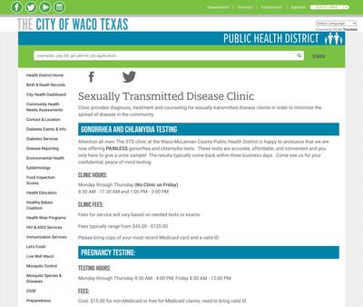 STD Testing at Waco-McLennan Health District