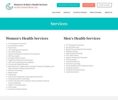 STD Testing at Women's & Men's Health Services of the Coastal Bend