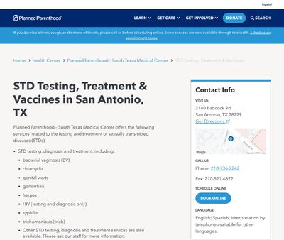 STD Testing at Planned Parenthood San Antonio