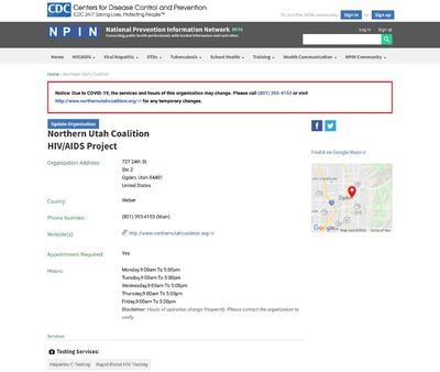 STD Testing at Northern Utah Coalition (HIV/AIDS Project)