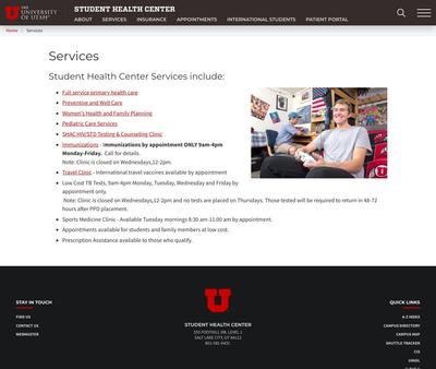 STD Testing at Student Health Center- The University of Utah
