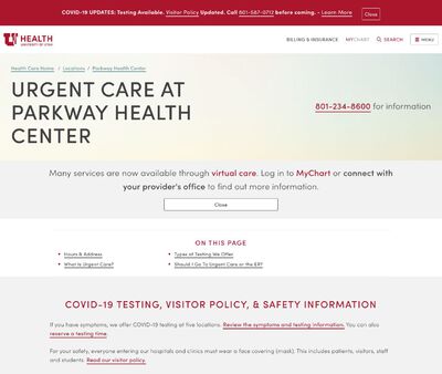 STD Testing at University of Utah Health Parkway Urgent Care