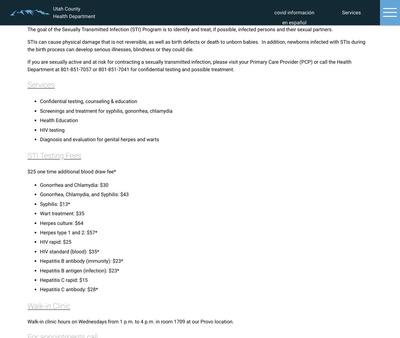 STD Testing at Utah County Health Department