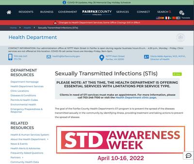 STD Testing at Fairfax County Health Department Herndon-Reston District Office and Health Clinic