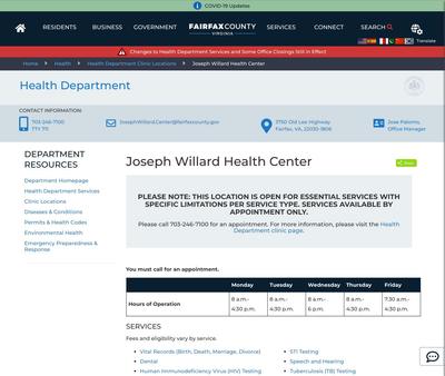 STD Testing at Joseph Willard Health Center