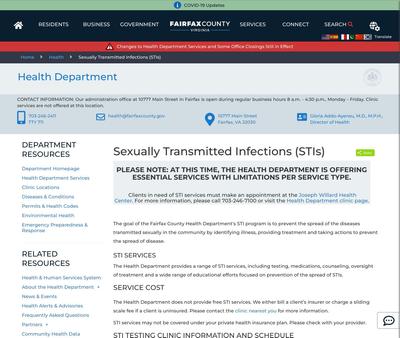 STD Testing at Fairfax County Health Department