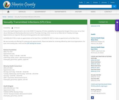 STD Testing at Eastern Henrico Health Department