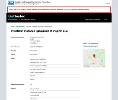 STD Testing at Infectious Diseases Specialists of Virginia - LLC