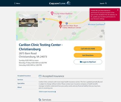 STD Testing at Carilion Clinic Testing Center - Christiansburg