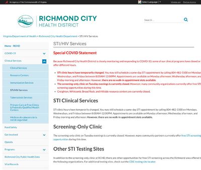 STD Testing at Richmond City Health District