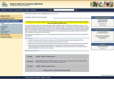 STD Testing at Thurston County Syringe Exchange Clinic